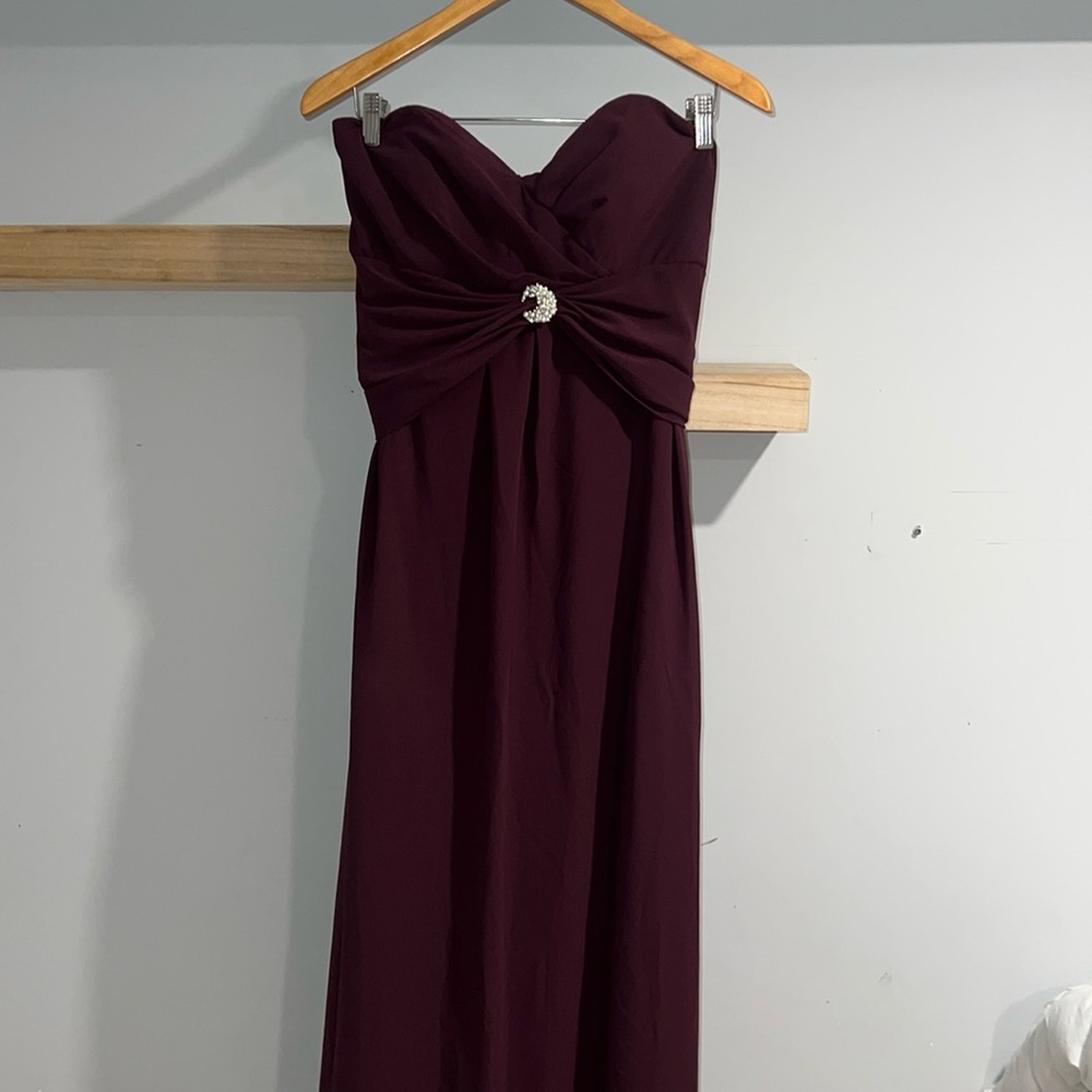 Dessy‎ collection Elegant Burgundy Strapless Dress